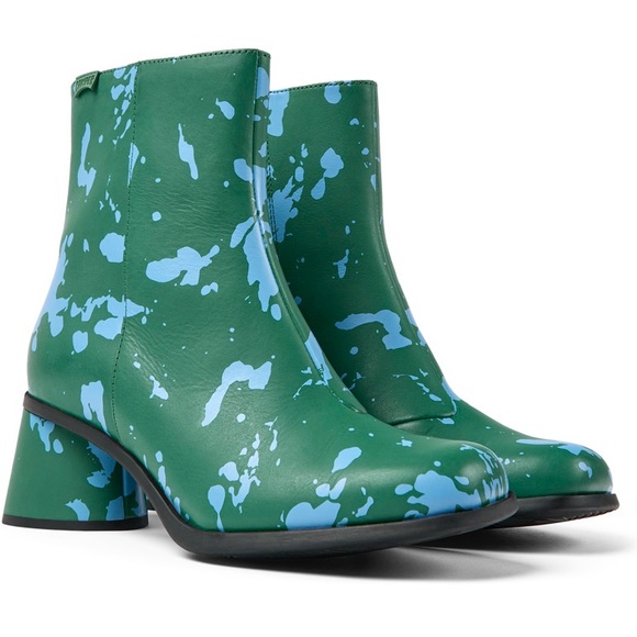 Camper Shoes - CAMPER Kiara Green and blue printed leather ankle boots